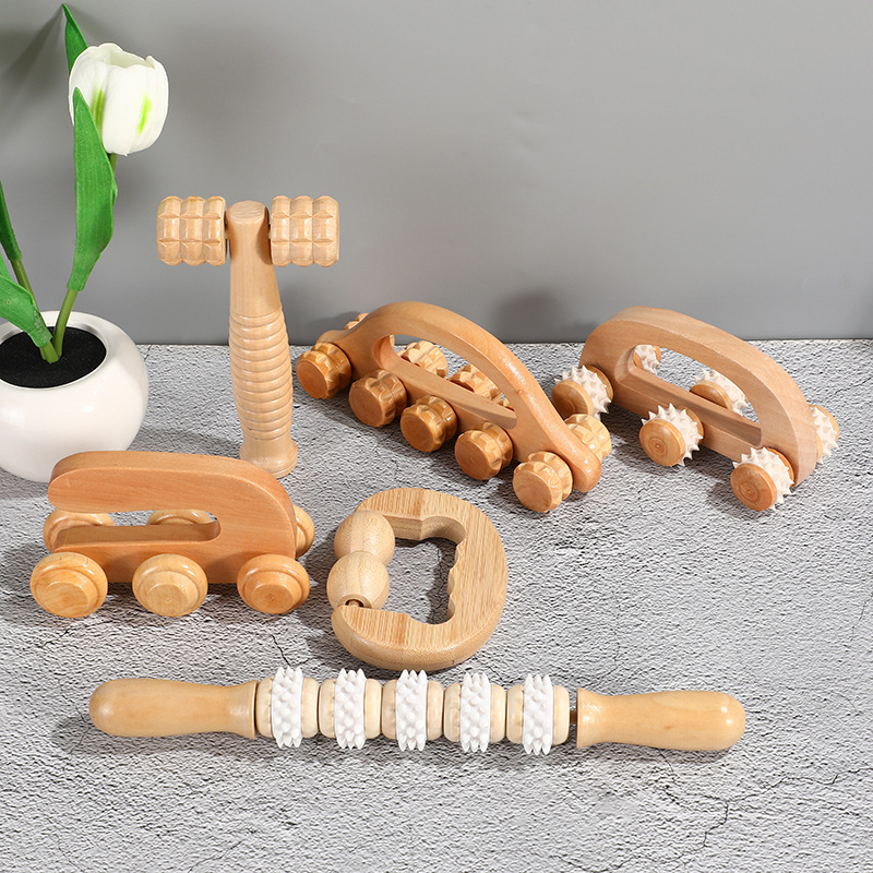 1-teiliges Massageroller-Werkzeug aus Holz, manuelles Massagegerät aus Holz, Rückenmassageroller aus Holz für Nacken, Bein, Rücken, tiefes Gewebe, Muskelmassagegerät