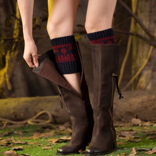 Mulheres do Inverno do Natal Polainas Boot Crochet Knit Socks Toppers Punhos Populares