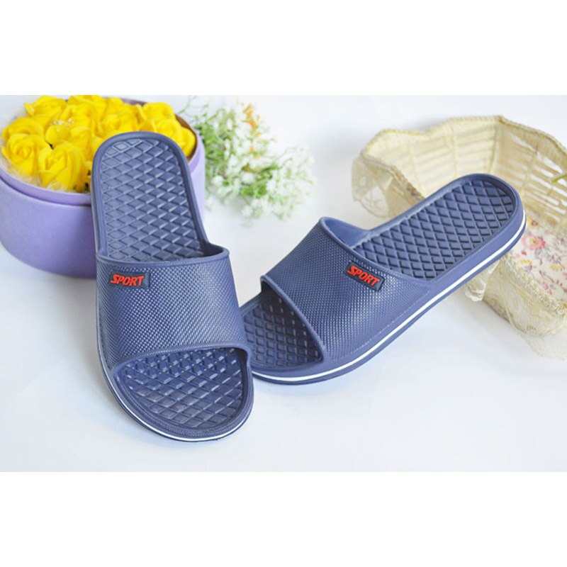 EVA Household Slippers Men's Indoor Flip Flops Lovers' Anti Slip Thick Bottom Slippers Summer Women Home Flat Shoes WSL1000: Dark Blue / 43