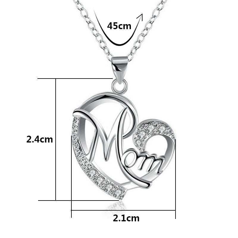 Love Mom Necklace Jewelry MUM Letters Heart Pendant Necklace Mother Day SMR88