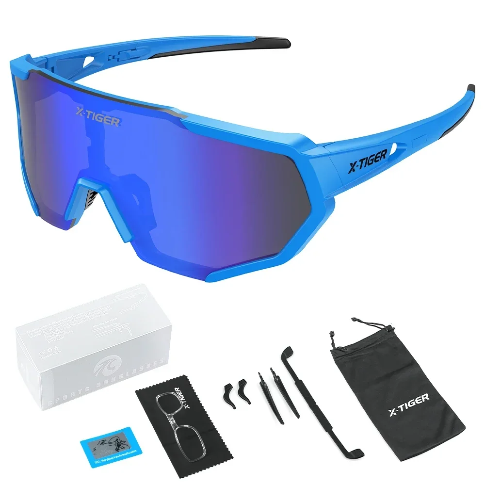 X-tiger landsvägscykel polariserade cykelglasögon  uv400 herr- och damglasögon utomhussporter landsväg mtb cykel ridglasögon solglasögon: Rosa