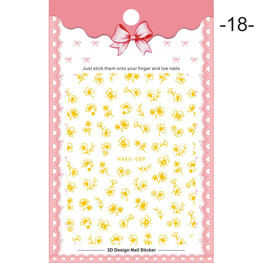 1 Pc Colorful Marple Leaf Gold Silver 3D Nail Sticker Flower Pattern Nail Art Transfer Stickers DIY Nail Decoraion: 18