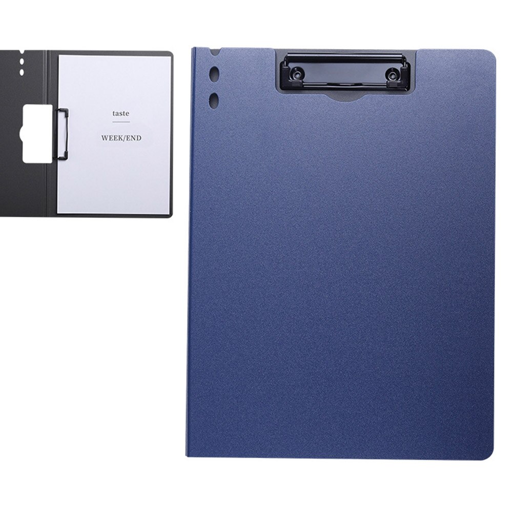 A4 Pp Bestand Map Verticale Type Werk Draagbare Document Organizer Business Met Metalen Clip Solid Beschermende Cover Home Office: Dark Blue