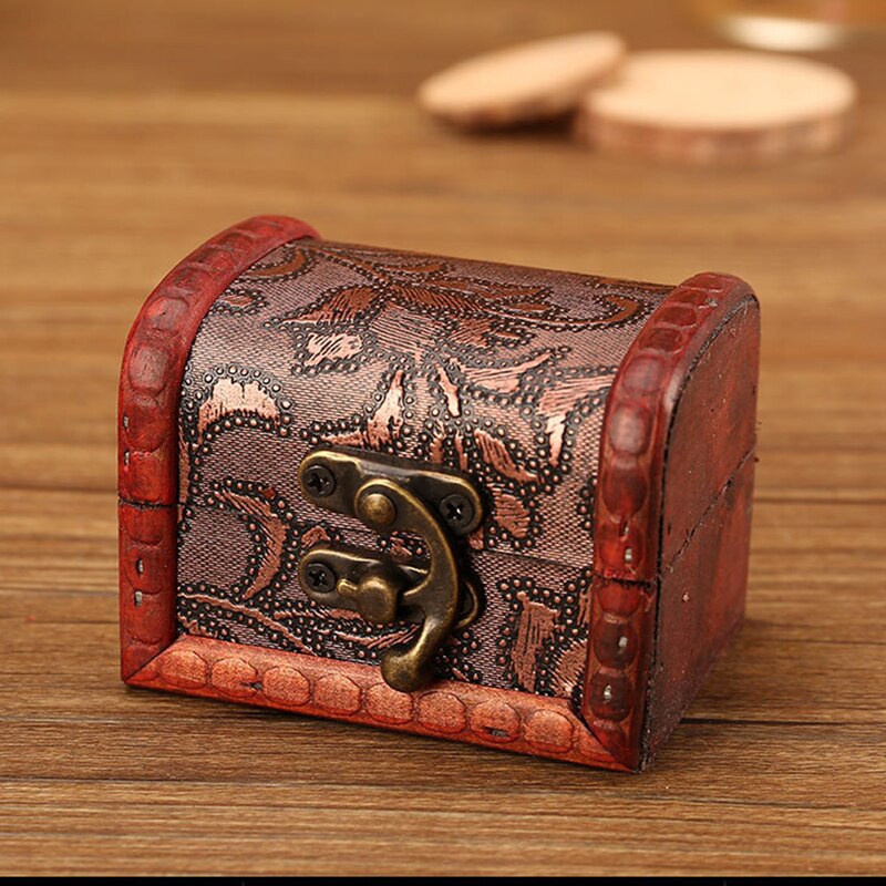 Retro Kleine Houten Opbergdoos Met Slot Bloem Patroon Sieraden Armband Make Holder Organizer Box Sieraden Schat Borst Case: B