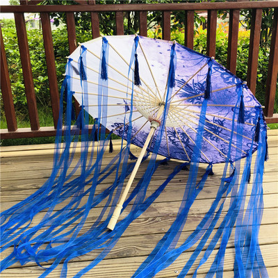 Neue erwachsene Bambus geölte Papier Regenschirm Quasten Garn Band Hanfu retro Frau Sonnenschirm Durchführung japanischen chinesischen Stil Regenschirm