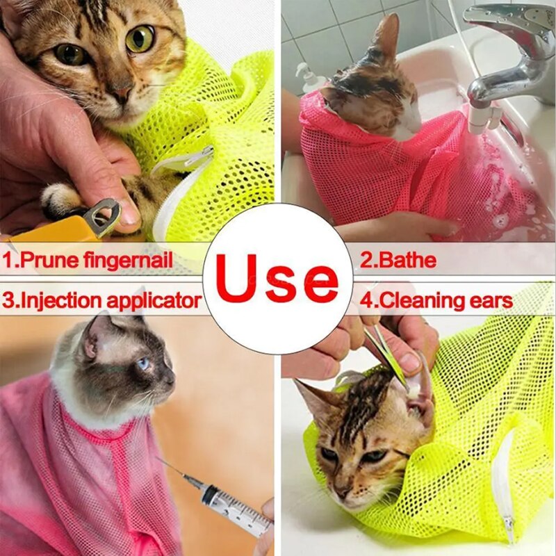 Grooming Shampoo Bag Shower Mesh Cat Bathe Bag Cats Washing Bath Clean Dry Trimming Bag No Scratching Bite Restraint Cat Nail