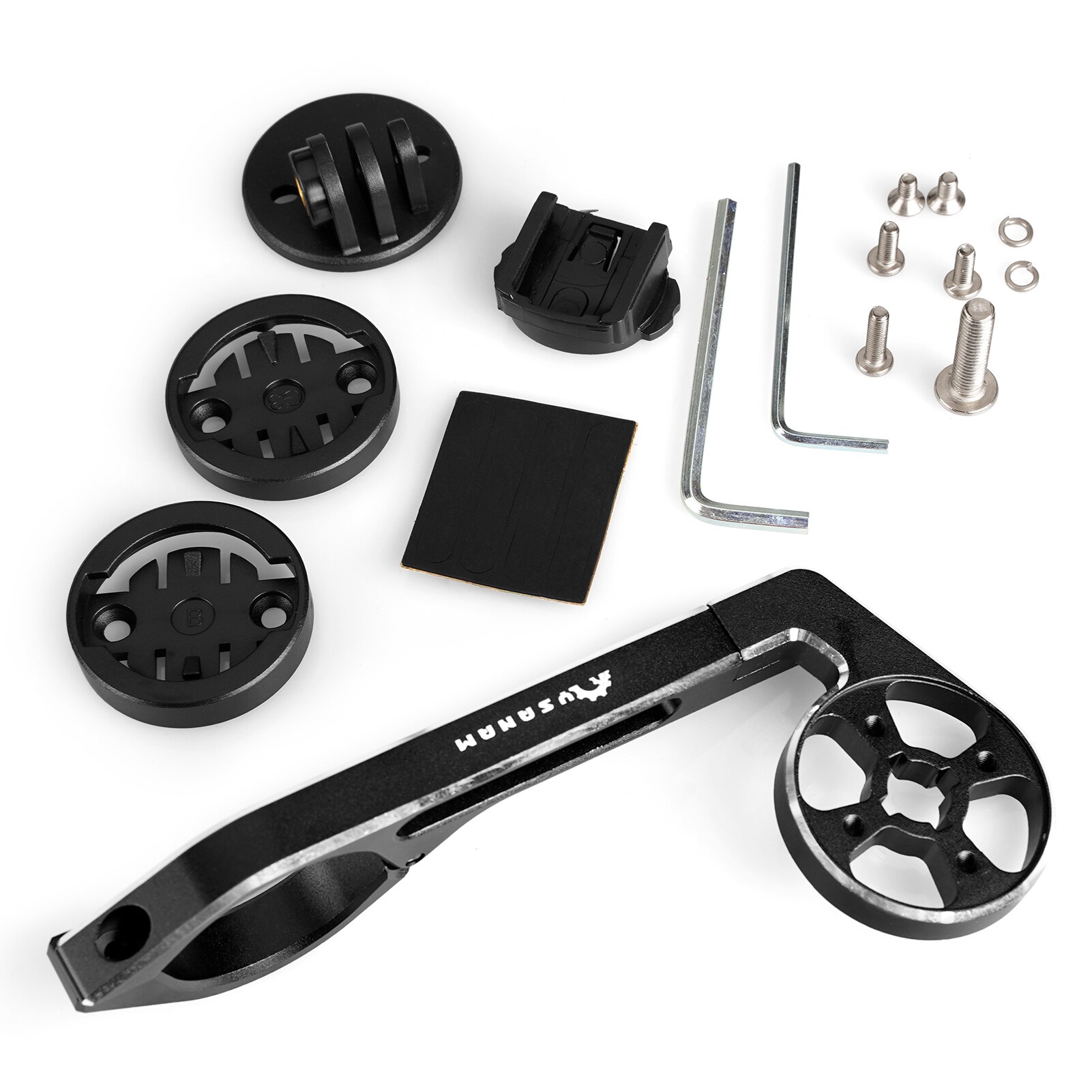 Fiets Computer Camera Mount Houder Fiets Sport Camera Front Mount Fietsstuur Mount Handle Bar Voor Garmin Bryton Cateye: Black