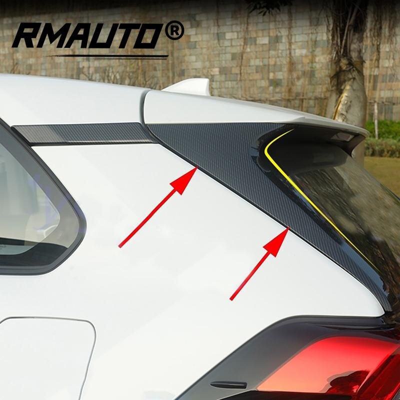 2Pcs Car Rear Window Side Spoiler Wings Diffuser Glossy Black Carbon Fiber For Toyota RAV4 Car Body Styling Kits