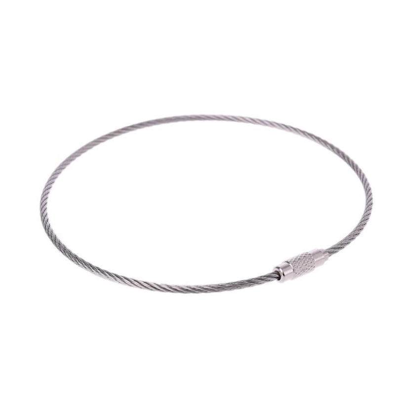Porte-clés en acier inoxydable pour hommes et femmes, porte-clés simple, gadget de verrouillage par câble métallique, accessoires de clé, 100mm, 150mm, 200mm, , 10 pièces