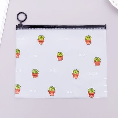 Cactus transparente de PVC de A5 Documento de la carpeta de archivos bolsa de papelería para estudiante niños lápiz caso caja de: NO.3