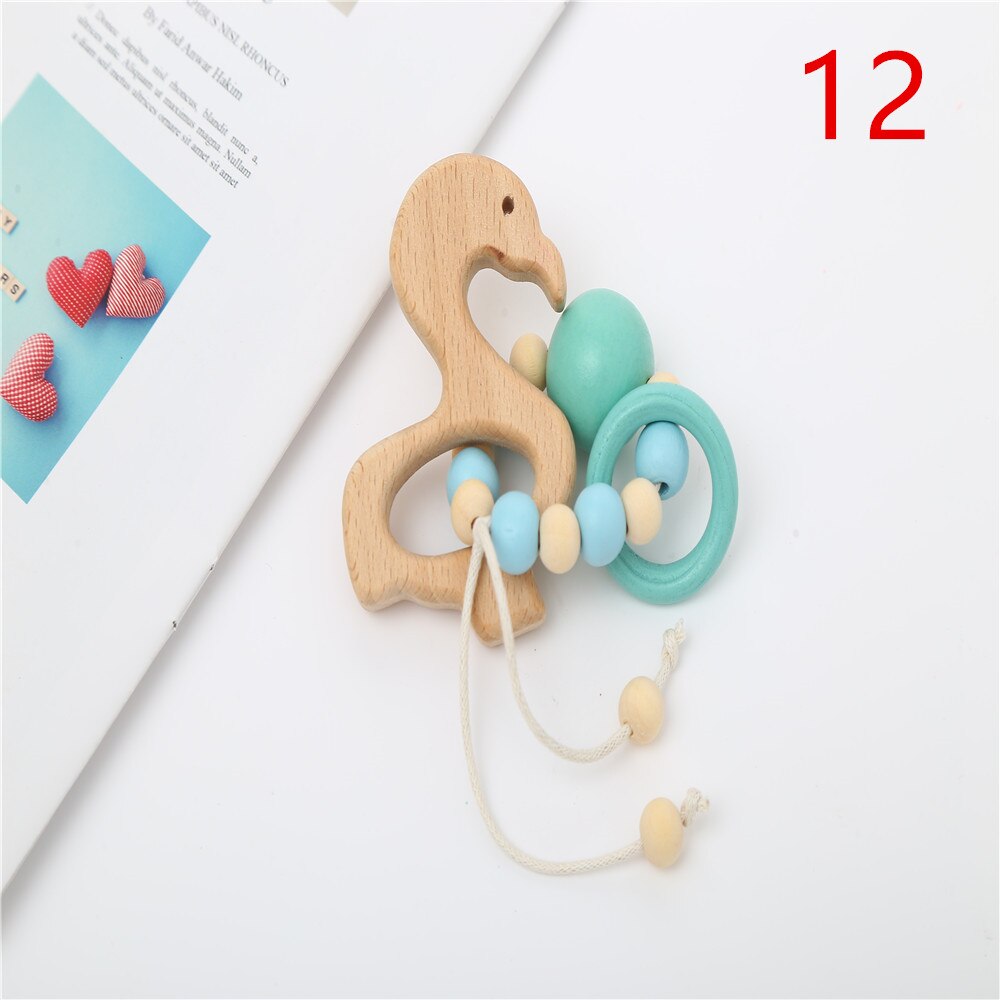 1Pc Hout Armband Dier Vormige Baby Organische Houten Siliconen Kralen Baby Molaire Speelgoed Voor Kids: 12