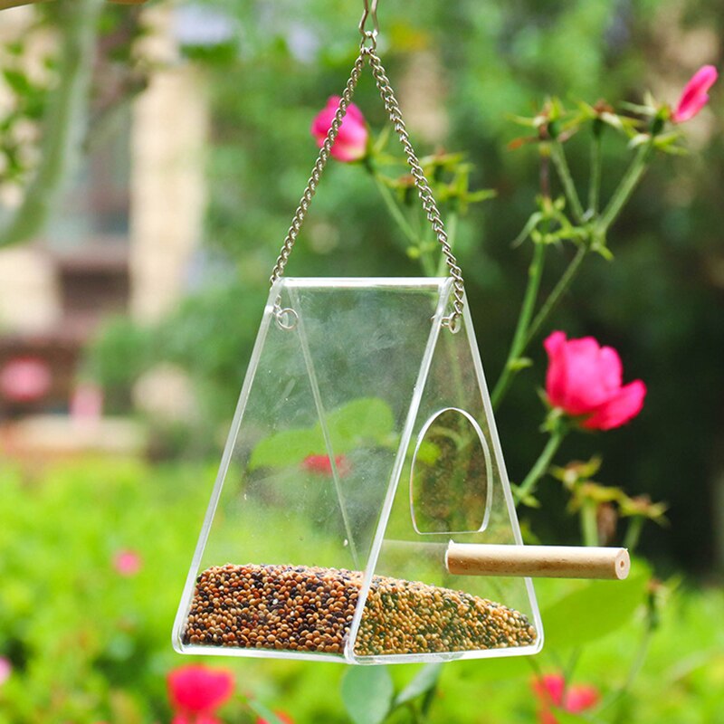 Portable Acrylic Bird Food Box Bird Feeder Garden Outlet Bird Feeder Hanging Bird Feeder Proof Outdoor Food Seed Container Box