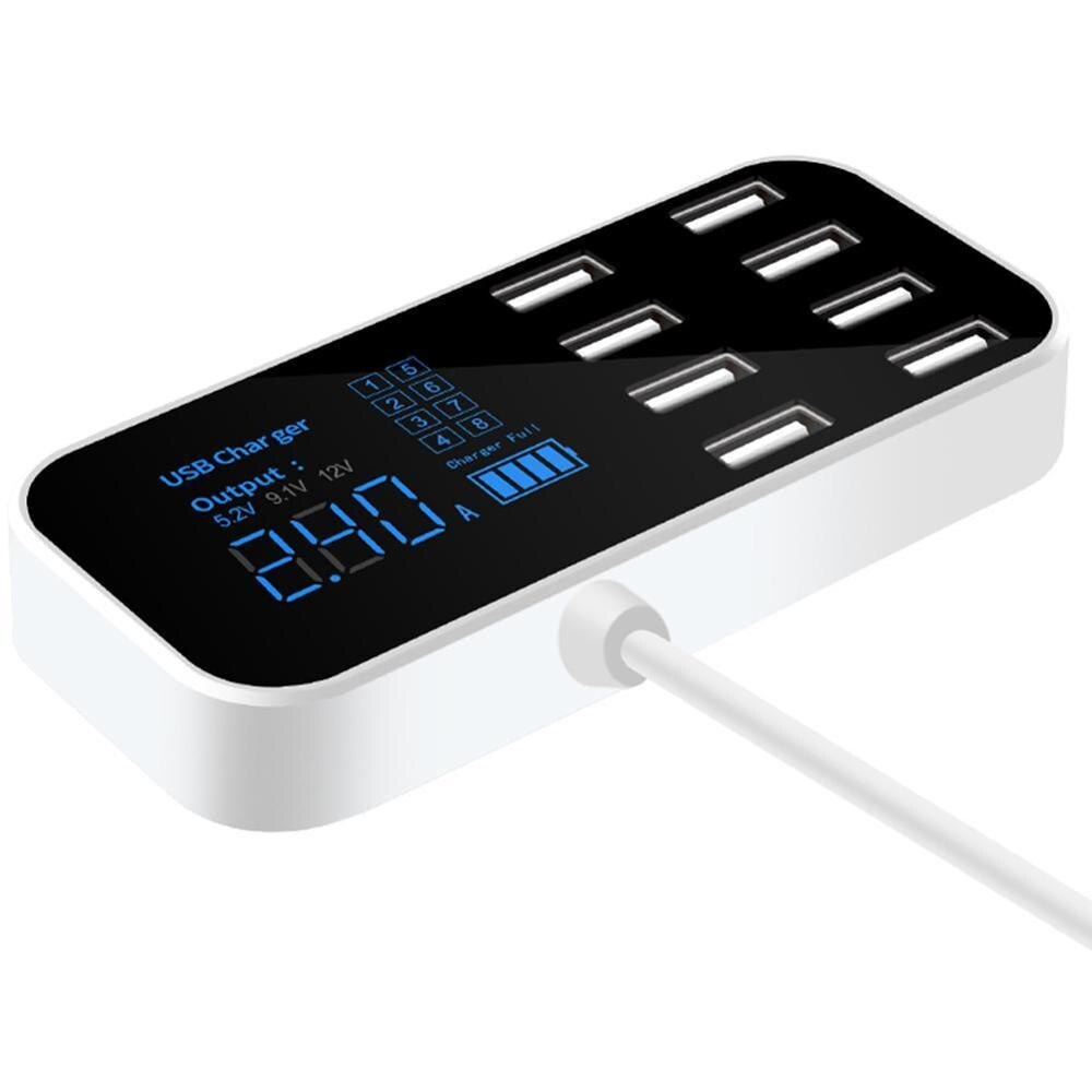 Cargador rápido HUB USB de 8 puertos pantalla LED 3,0, multi-USB para uso en Carga de coche S2E4