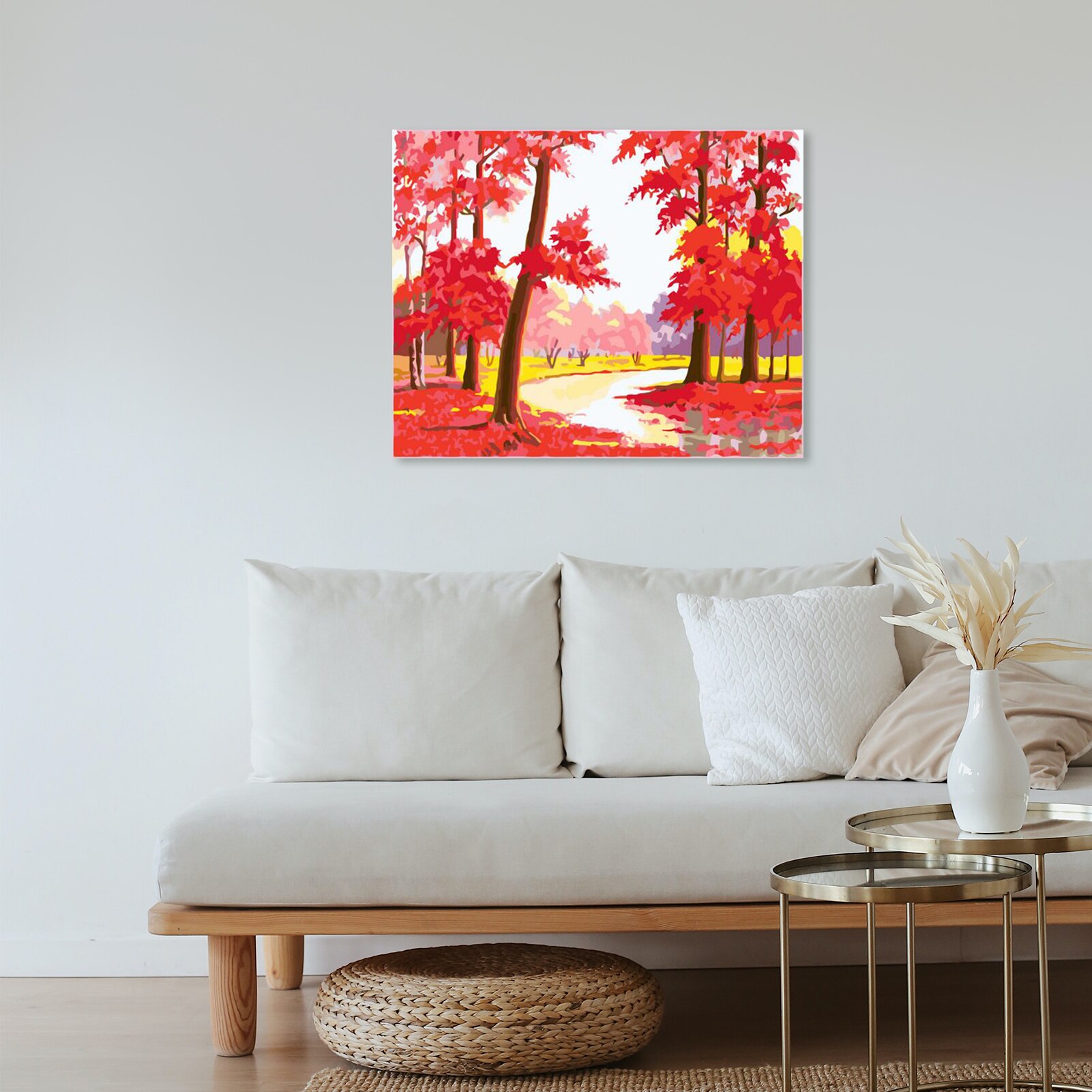 DIY Oil Painting on Canvas Paint by Number Kit Maple Forest Pattern for Adults Kids Beginner Craft Home Wall Decor