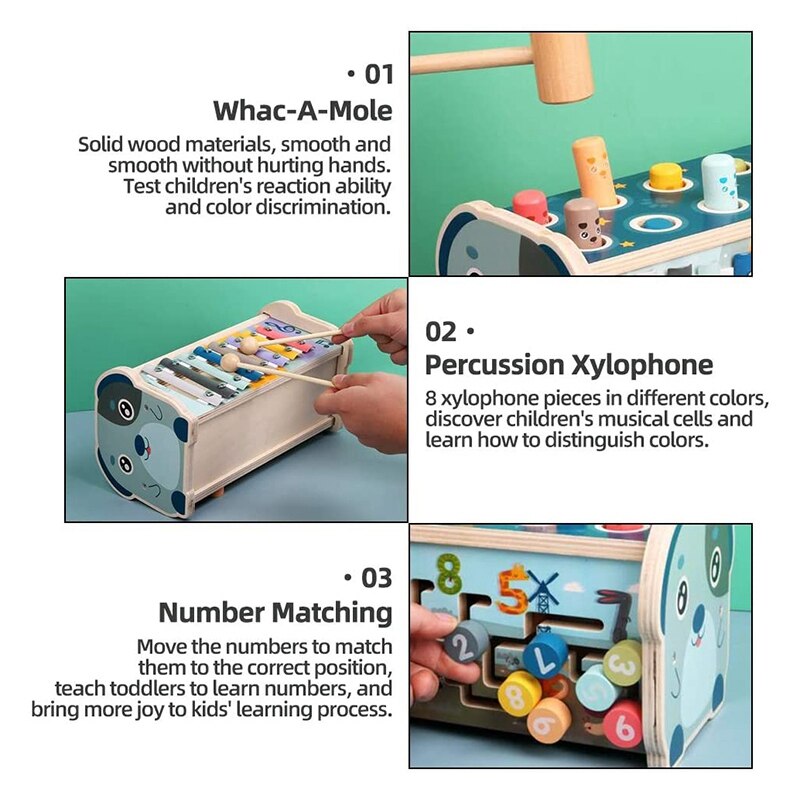 Giocattolo martellante martellante whac-a-mole con xilofono giocattolo abilità motore per 3 4 5 + anni ragazzi ragazze giocattolo musicale in legno