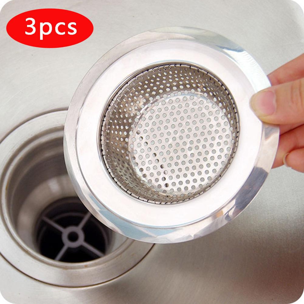 3-Pack Gootsteen Zeef Rvs Filter Zeef Home Badkamer Afvoer Haar Catcher Sink Zeef Tool #0623