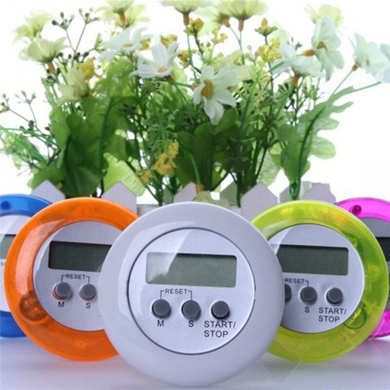 Round Shape Stopwatch Digital Magnetic Clear Lcd Abs Plastic Timer Kitchen Cooking Countdown Clock Alarm