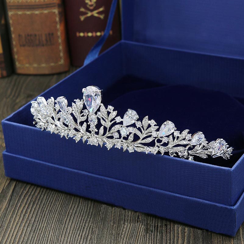 Couronne de mariage en Zircon cubique, accessoires pour cheveux de mariée de , bijoux de diadème de mariée à la