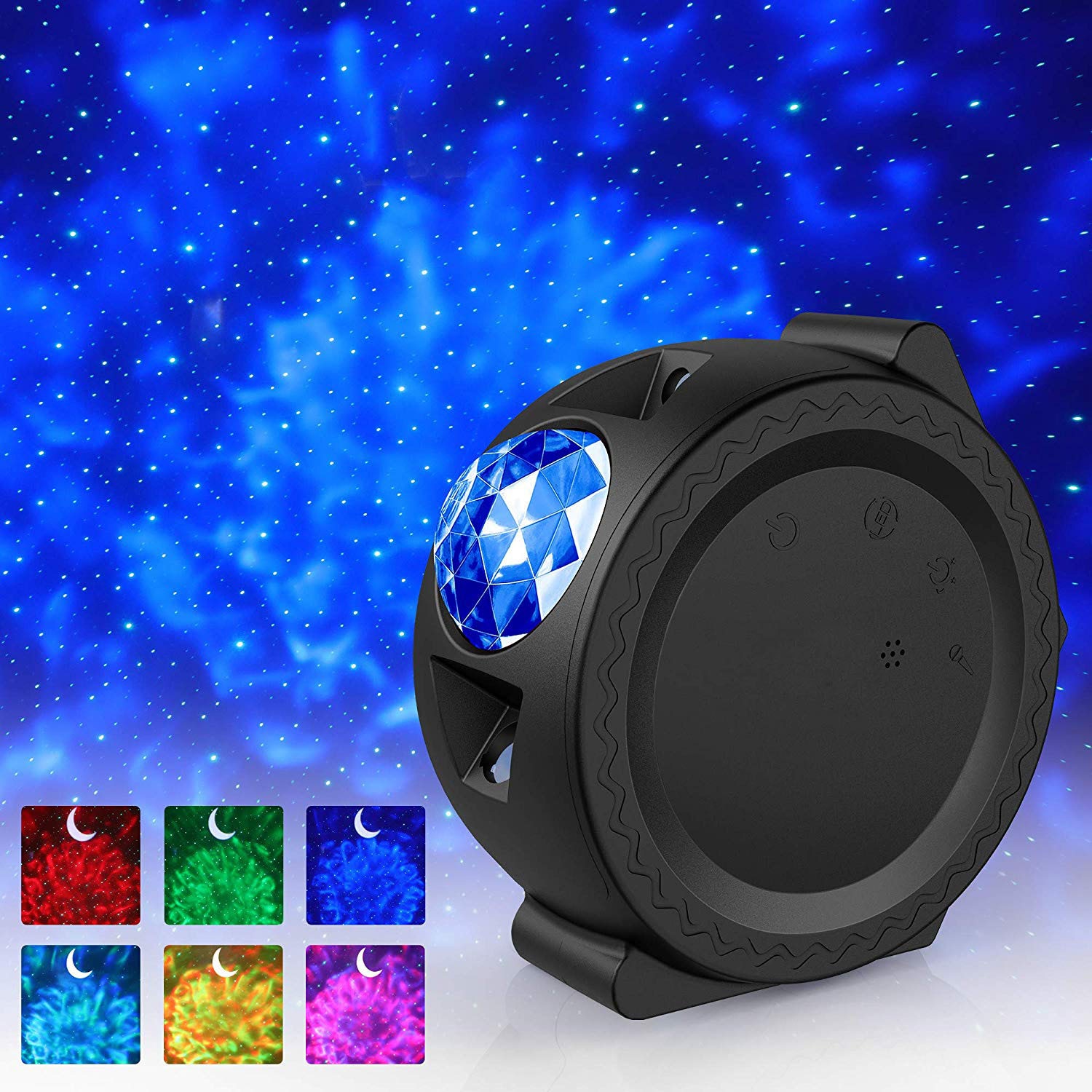 Stary Sky Projector Led Nebula Cloud Nachtlampje Oceaan Zwaaien Licht 360 Graden Rotatie Night Verlichting Lamp Voor Kinderen: Black