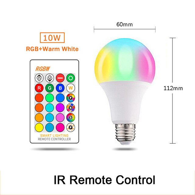 Led 5w 10w rgb magische lamp  e27 15w bluetooth slimme lamp kleurveranderende gloeilamp slimme huisverlichting compatibel met ios/android: Ir rgbww 10w