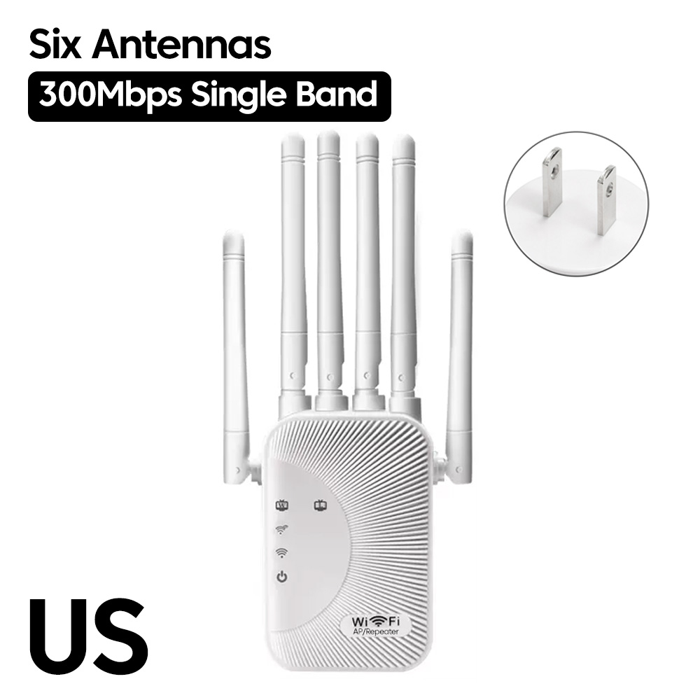300 Mbps Wireless WiFi Repeater 2,4G Signal Router 6 Antenne Netzwerk Verstärker Repeater WiFi Signal Abdeckung Extender Reichweite WIFI Boo: US-Stecker