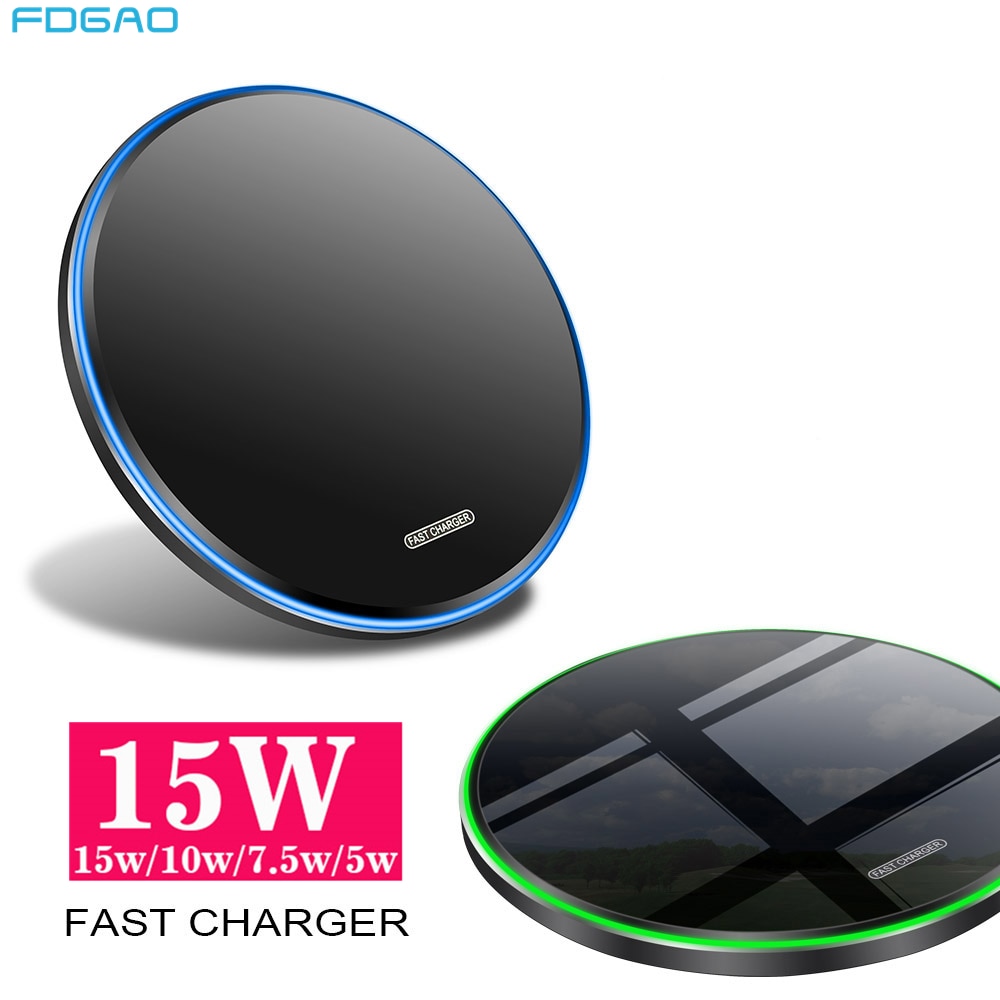 FDGAO 15W caricabatterie Wireless veloce per iPhone 13 12 11 X XS Max XR X 8 Airpods 3 Pro tipo C Qi Pad di ricarica per Samsung S21 S20 S10