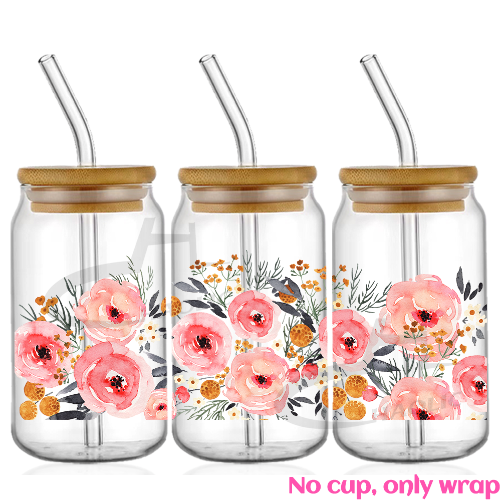 Hermosa mariposa flor UV DTF tazas envoltura pegatina DIY etiqueta transferencia pegatina impresión impermeable