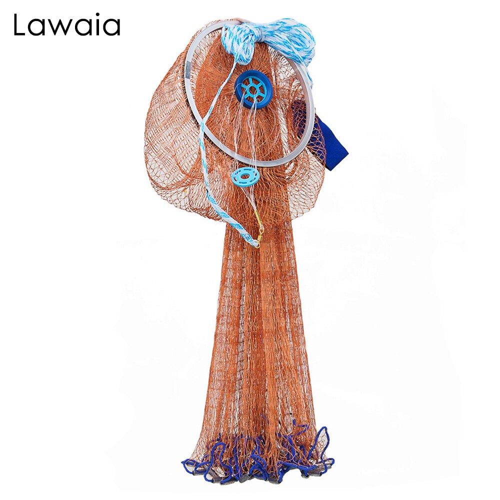 Lawaia – filet de pêche de lancer avec plombs en plomb, filet de pêche américain avec anneau et plombs en plomb