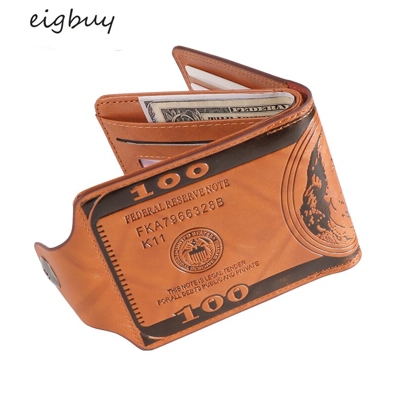 EIGBUY Leather Wallet Short Bifold Men Wallet Casual Soild Wallet with Coin Pocket Purses Male Wallets