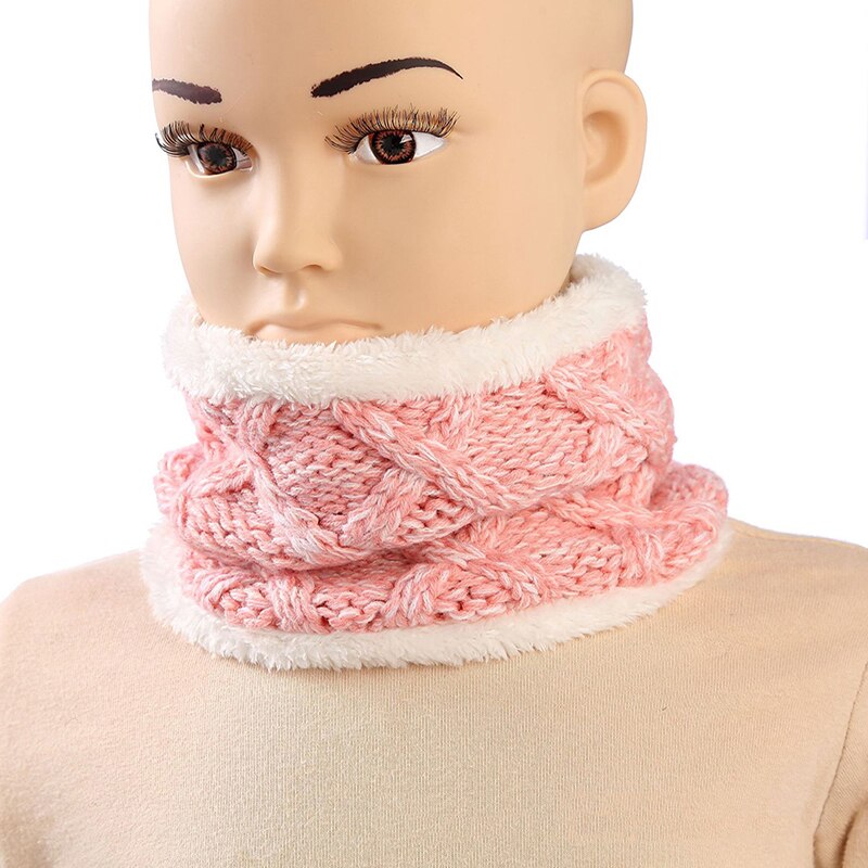 Bufandas calientes de invierno para bebés y sombreros para niños, además de terciopelo Think Knitting Hat gorros con bufanda para niñas gorras para niños sombreros para niños bufanda Cap: Scarf Pink