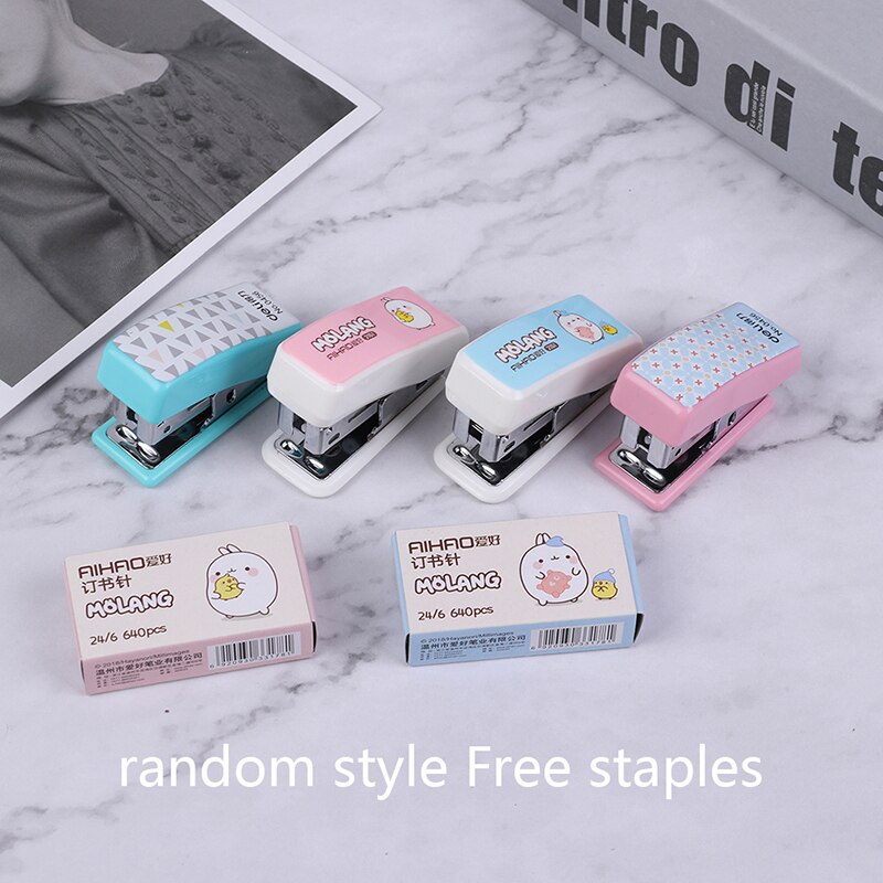 1 Pcs Cartoon Mini Stapler Set Office School Supplies Staionery Paper Clip Binding Binder Book Sewer
