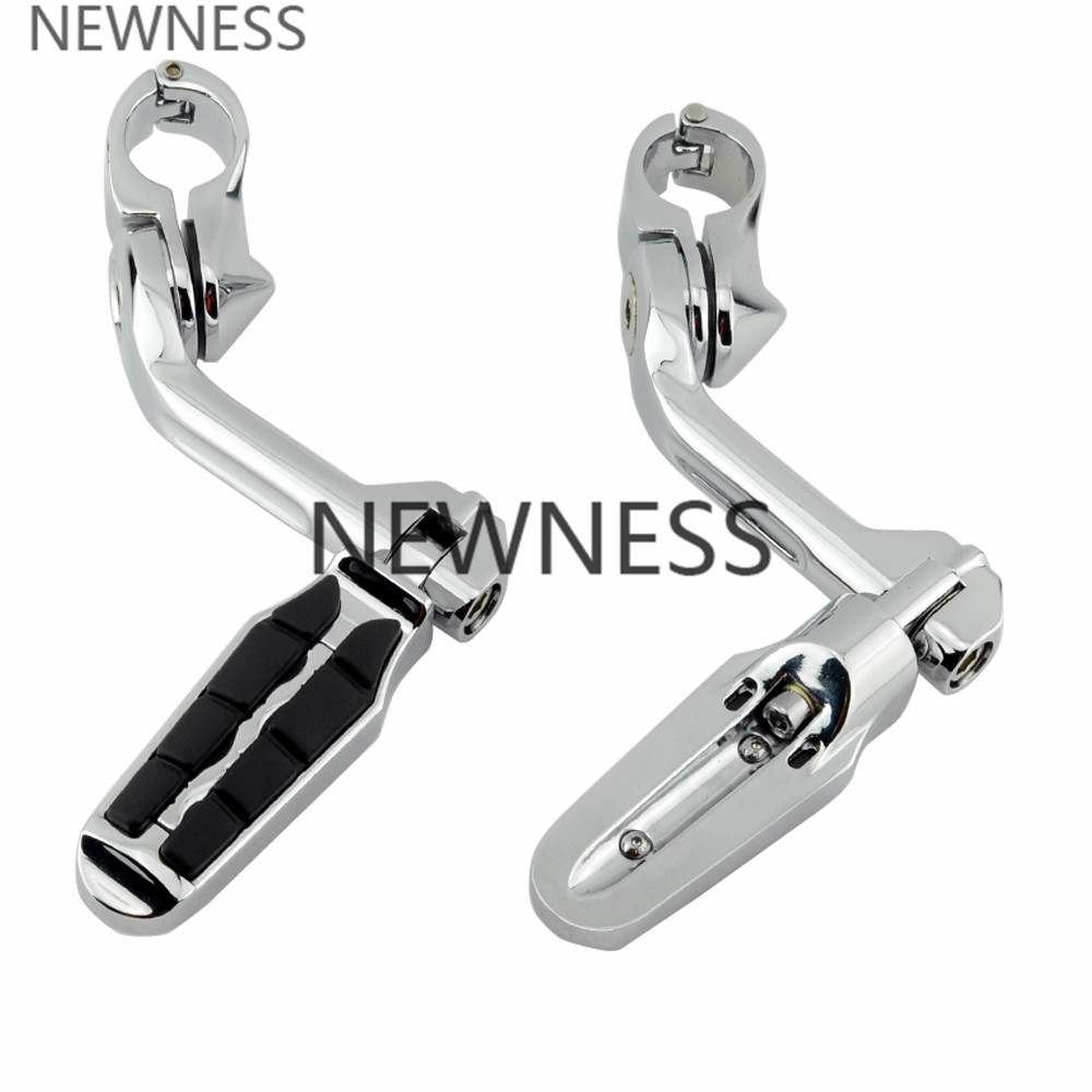 Motorcycle Foot Pegs Adjustable Long Angled Highway Peg Mount 1 1/4" 32mm Engine Guard Footrest for Harley Sportster Dyna