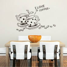 I Love Coffee Wall Decal Removable Cute Coffee cup wall sticker Kitchen Restaurant vinyl wall sticker