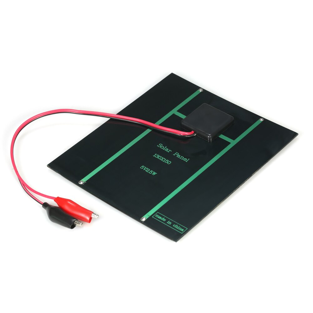 Célula Solar de 2,5 W y 5V para cargador, Panel Solar de silicio policristalino con pinzas de cocodrilo, DIY