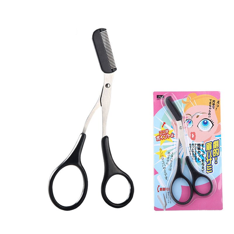 Wenkbrauw Make-Up Scheermes Wimper Haar Schaar Met Wenkbrauw Kam Clips Vormgeven Schoonheid Wenkbrauwen Professionele Wenkbrauw Trimmer: black card