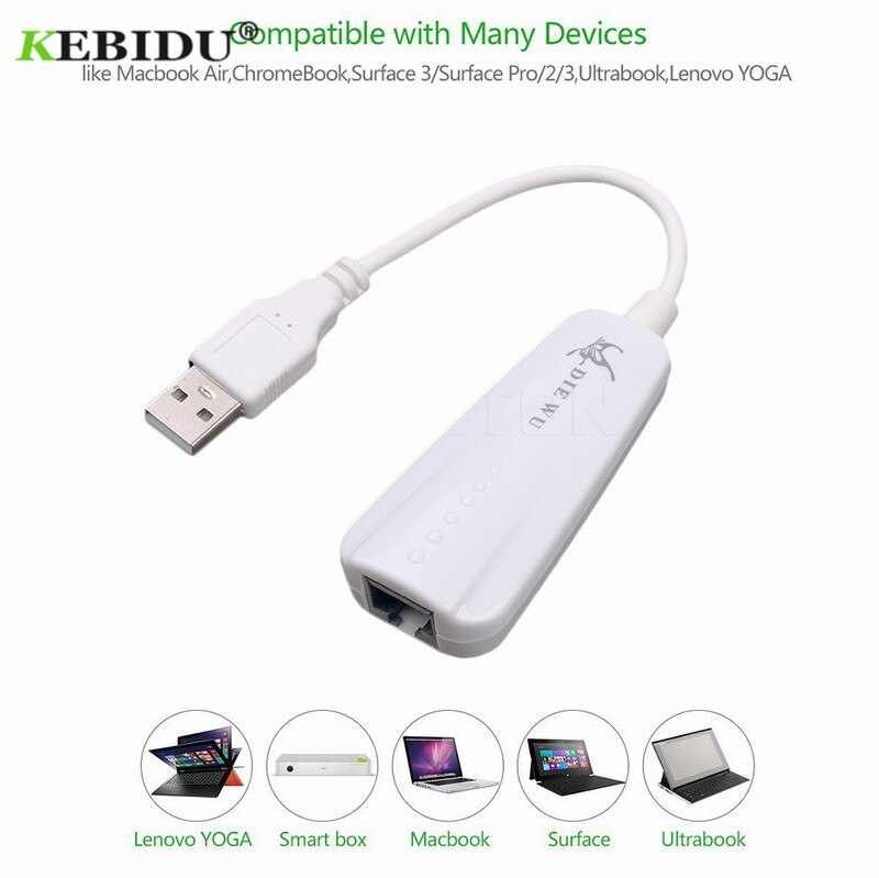 KEBIDU-adaptador Ethernet USB a RJ45 para Windows 7/8/10/XP, tarjeta de red USB 2,0, Lan, Gigabit, Internet,