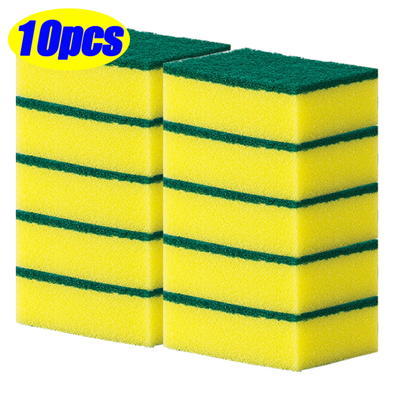 50/5pcs Magic Cleaning Sponges Double-sided Reusable Kitchen Sponge Wipes Pan Pot Dishwashing Scouring Pads Brush Clean Tools: Lavender
