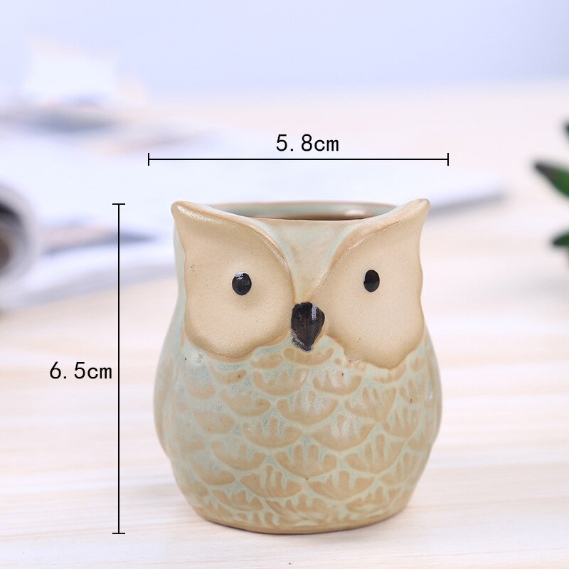 6 stk / sæt keramisk uglepotte saftige planter kaktus blomsterpotte beholder planter bonsai potter  h99f