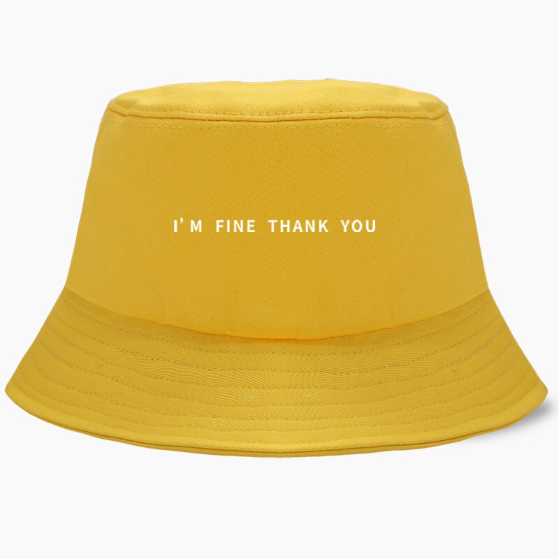 Ik Ben Fijne Dank U Zwart Panama Cap Emmer Hoeden Vissen Hoed Vrouwen Mannen Bob Visser Opvouwbare Chapeau Zon Voorkomen Straat dragen: Yellow 5