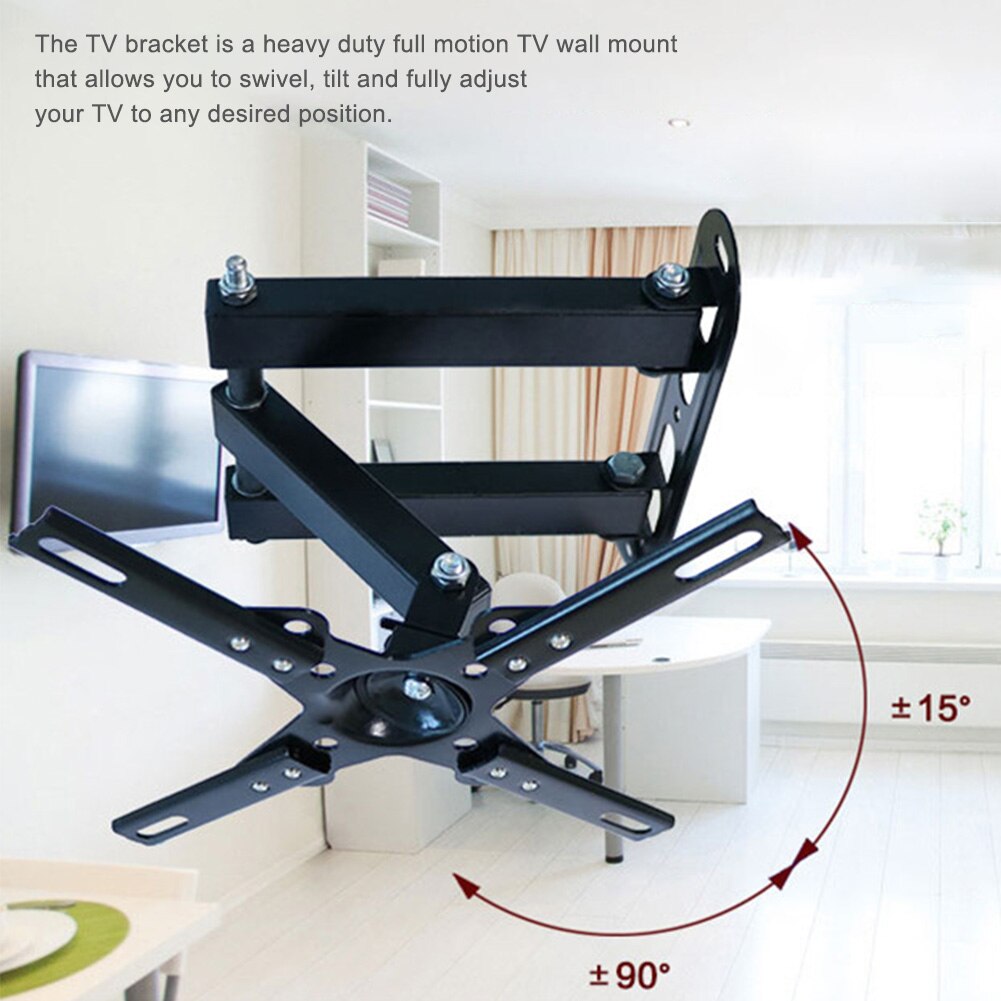 TV Bracket Home Frame Support Adjustable Angle Universal Wall Mounted Tilt Swivel Full Motion Stable Flat Screen Living Room