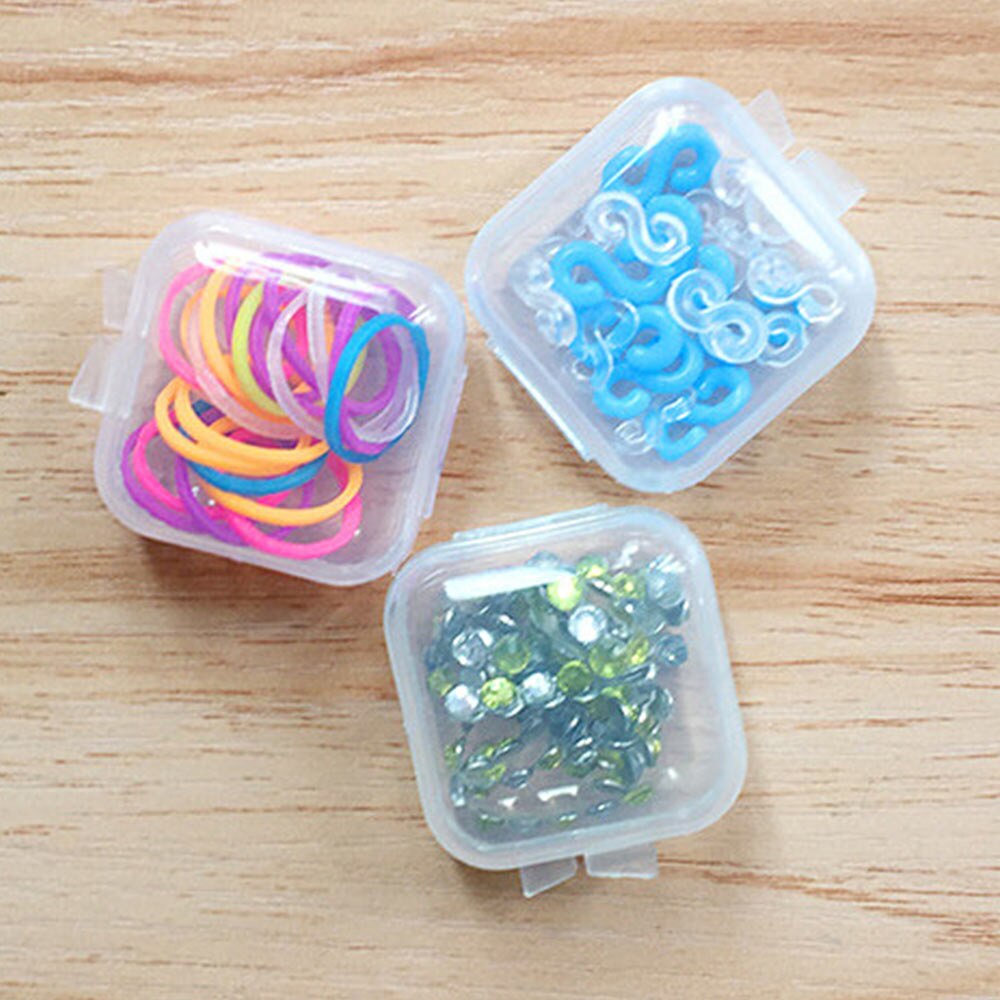 10/20/50Pcs Mini Clear Plastic Small Box Hook Jewelry Earplugs Container Storage