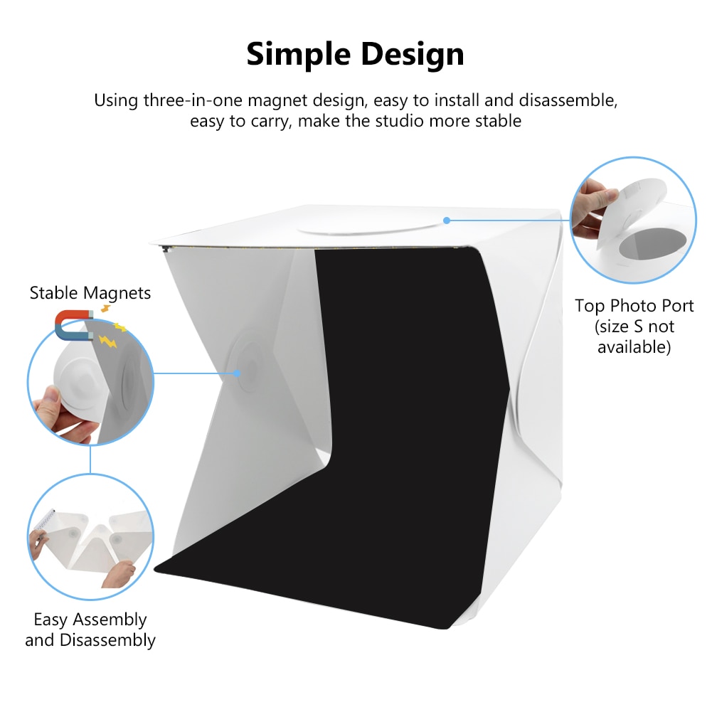 40cm Portable Folding Lightbox Photography Studio Softbox LED Light Soft Box Tent Kit for Phone DSLR Camera Photo Background