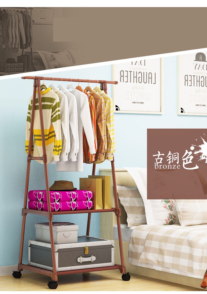 Actionclub Multifunction Perchas Simple Coat Rack Stainless Steel Removable Clothes Hanging Hanger Floor Stand Coat Rack Wheels: Orange