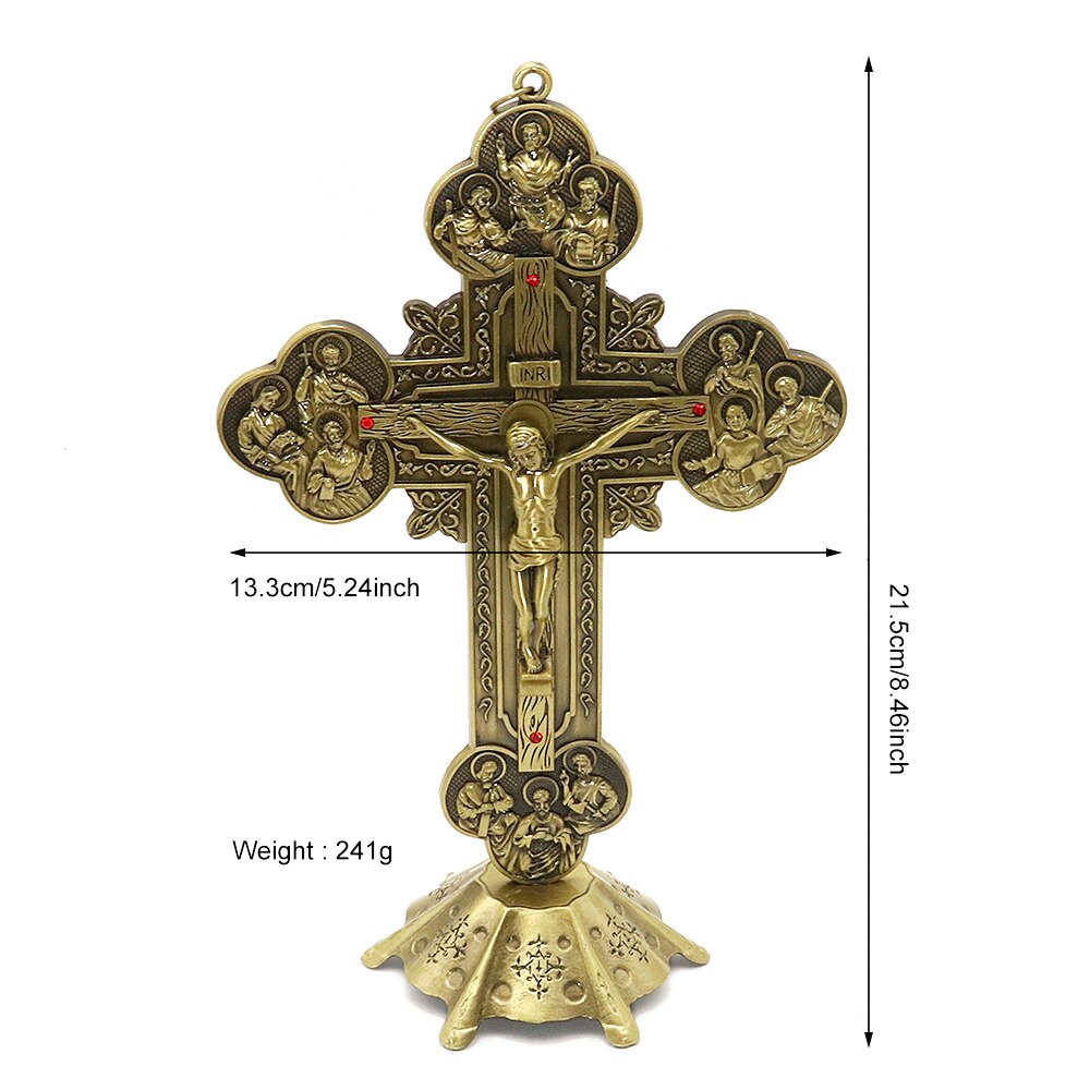 12 Apostelen Standbeeld Jesus Cross Icoon Crucifijo Colgante Hanger Ornament Kerk Gebed Jezus Christus Kruis Religioso Katholieke