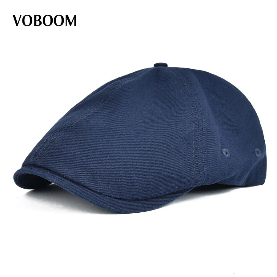 VOBOOM Summer Cotton Ivy Flat Cap Men Women Solid Casual Driver Cabbie Elastic Adjustable Boina Berets 062: Navy