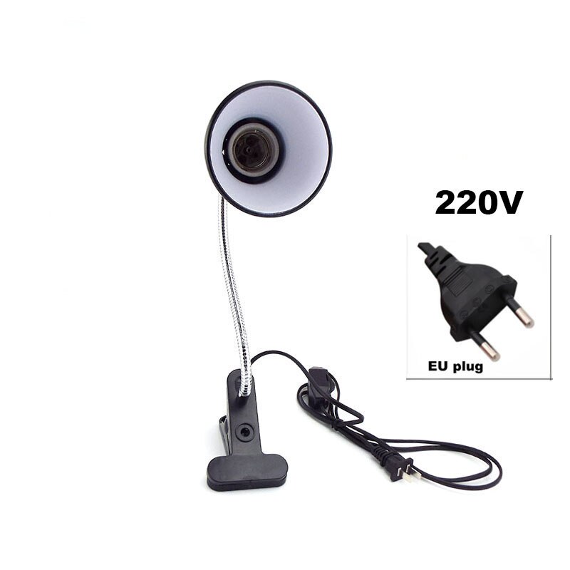 2pcs 220V Pet Reptile Heat Lamp turtle warm light Kit Clip holder E27 Holder Heating Lamp Tortoises Basking lighting C1: EU 220V holder
