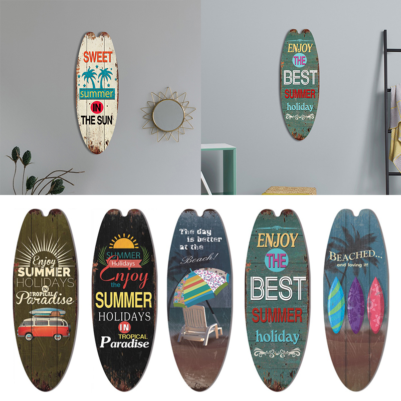 Mini kleine surfplank muur hangende houten bord strand decor tropische bar muur decor Welkom bij paradijs deurbord voor thuiskamer