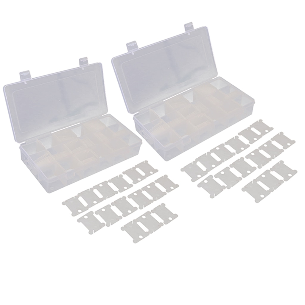2pcs 18 Compartments Embroidery Floss Organizer Box with 240pcs Floss Bobbins for Cross Stitch Tool