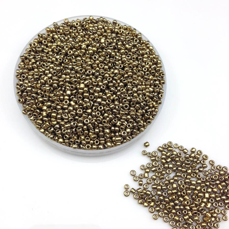16g 1000pcs 2mm Metal Color Round Garment Beads Loose Spacer Beads Cezch Glass Seed Beads Handmade Jewelry DIY Making Bead JS2M
