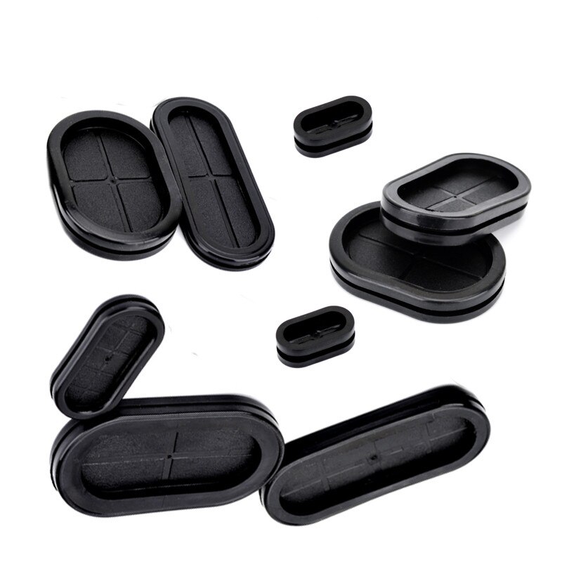 10pc Schwarz Oval gummi draht tülle 25mm Mutter dichtung blatt Elektrische Kasten einlass Auslauf dichtung Ring Staub stecker abdeckung kabel Schutz